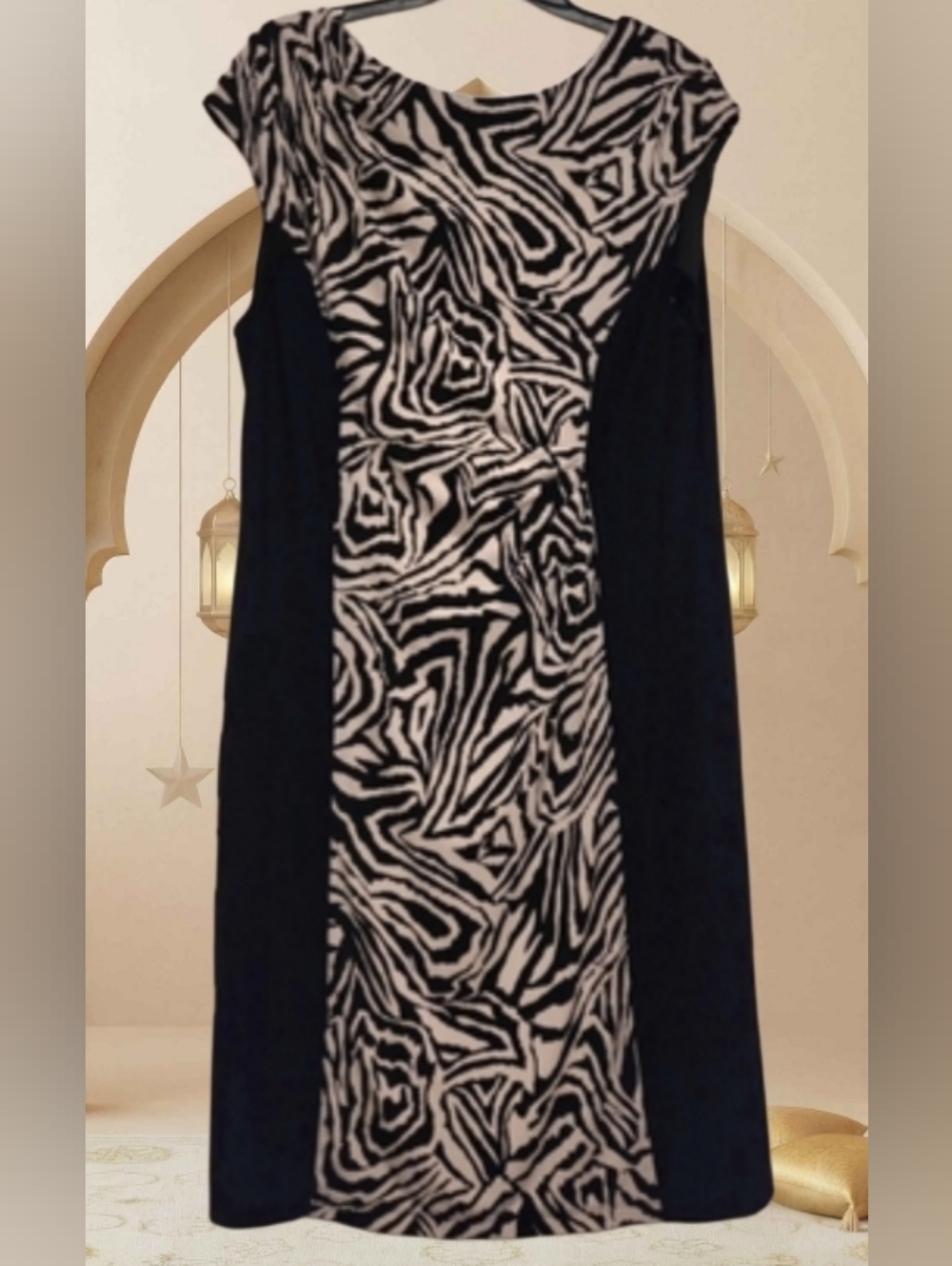 Tiana B. Dress - Taupe & Black Zebra Print
